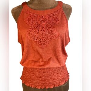 Naif‎ Burnt Orange Embroidered Sleeveless Blouse | Anthropologie Brand | M